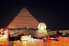 Sound and Light Show of Giza Pyramids of Cheops from Cairo