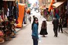 Shopping street with lake Titicaca